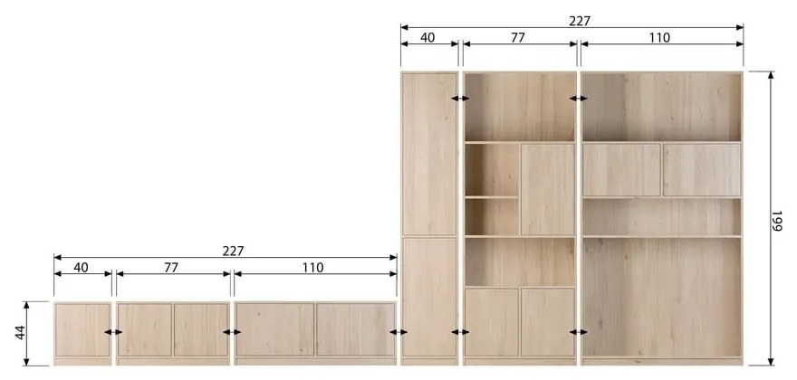 Tavolo TV modulare in rovere colore naturale 77x44 cm Modulair - vtwonen