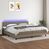 Letto a Molle Materasso e LED tortora 200x200cm in Tessuto cod mxl 63302