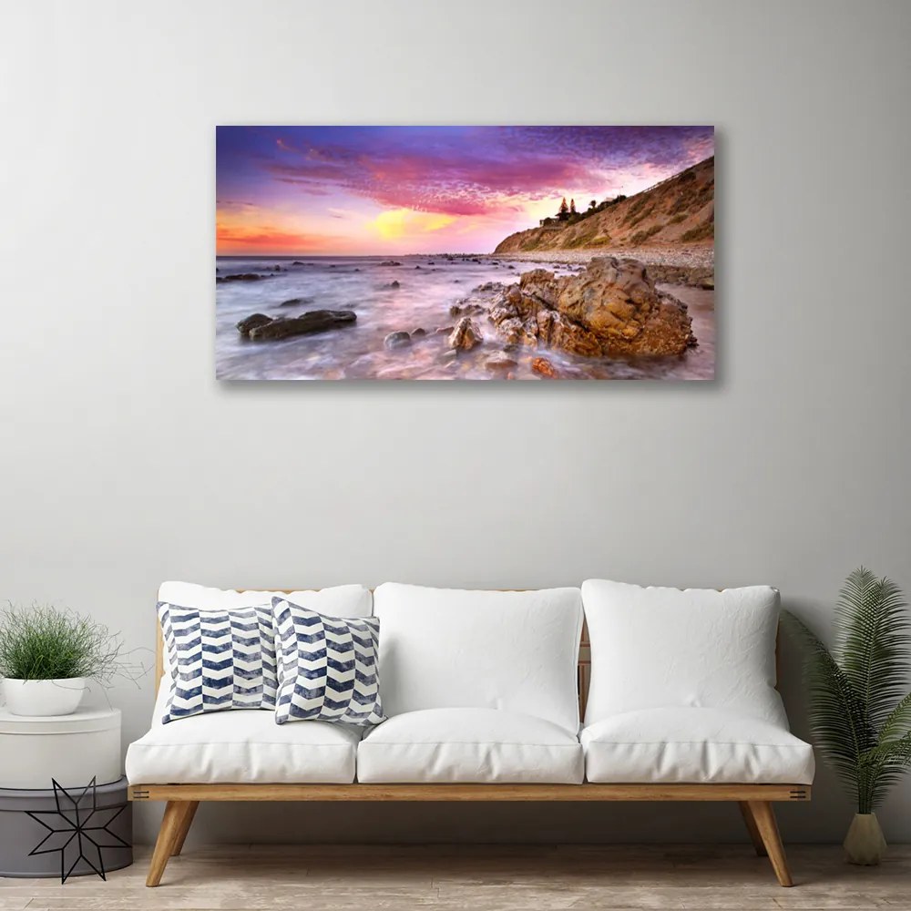 Quadro su tela Paesaggio di pietre di mare 100x50 cm