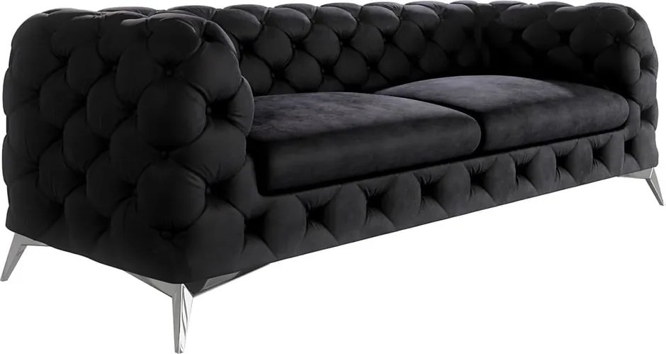 Divano nero con rivestimento in velluto 225 cm Chelsea – Ropez