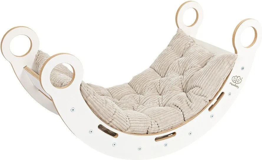 Arco a dondolo montessori bianco/beige in pino massiccio 39x75x38 cm Montessori – Meowbaby