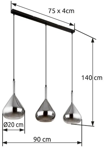 Globo 15542-3 - Lampadario a sospensione con filo GEEKY 3xE27/60W/230V nero