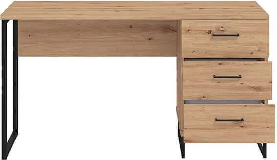 DODO - scrivania moderna con 3 cassetti colore rovere