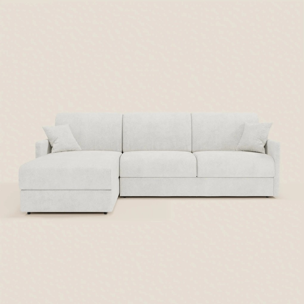 TOMMY Divano Letto con penisola contenitore - design minimal e sfoderabile in tessuto smacchiabile simil cotone T33