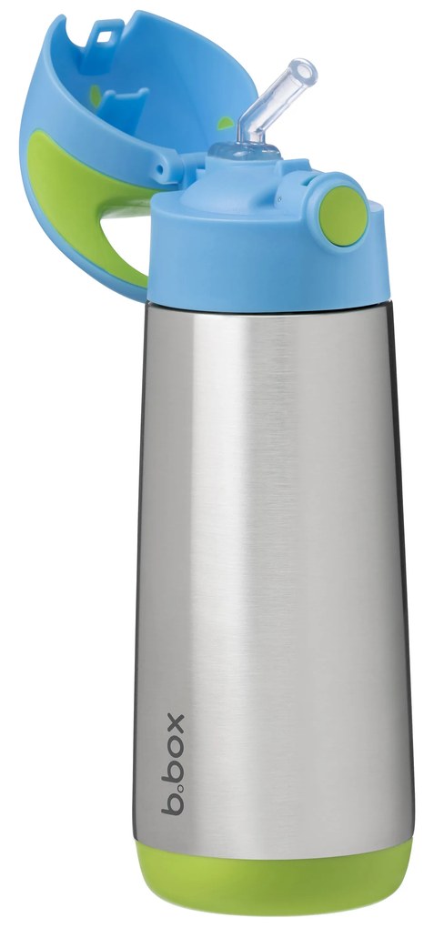 Bottiglia termica con cannuccia 500 ml – blu/verde