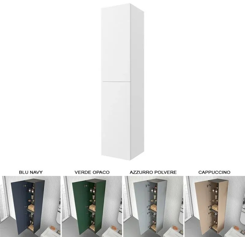 Colonna bagno sospesa 160 cm Melody bianco opaco con ante reversibili