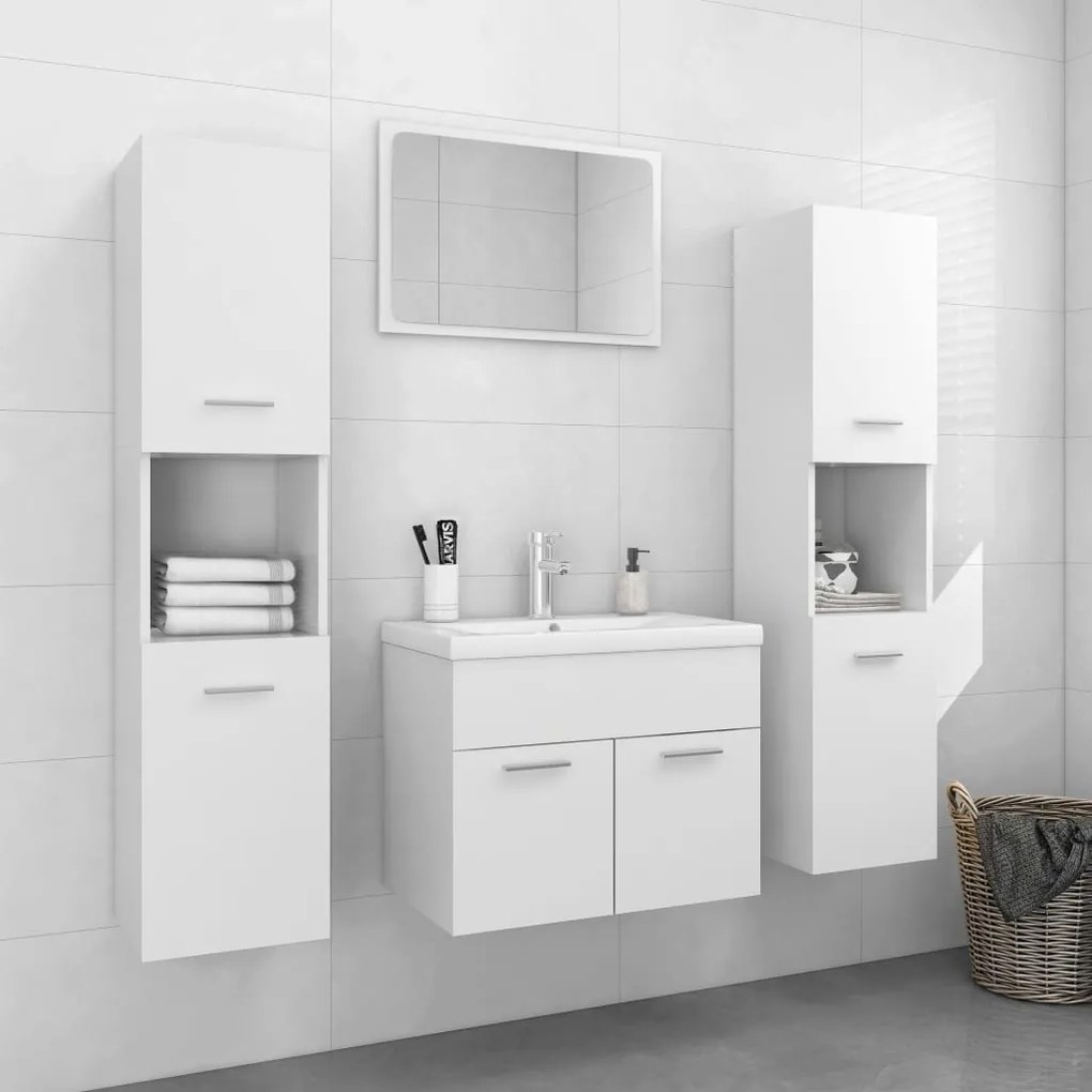 Set mobili da bagno bianco in truciolato