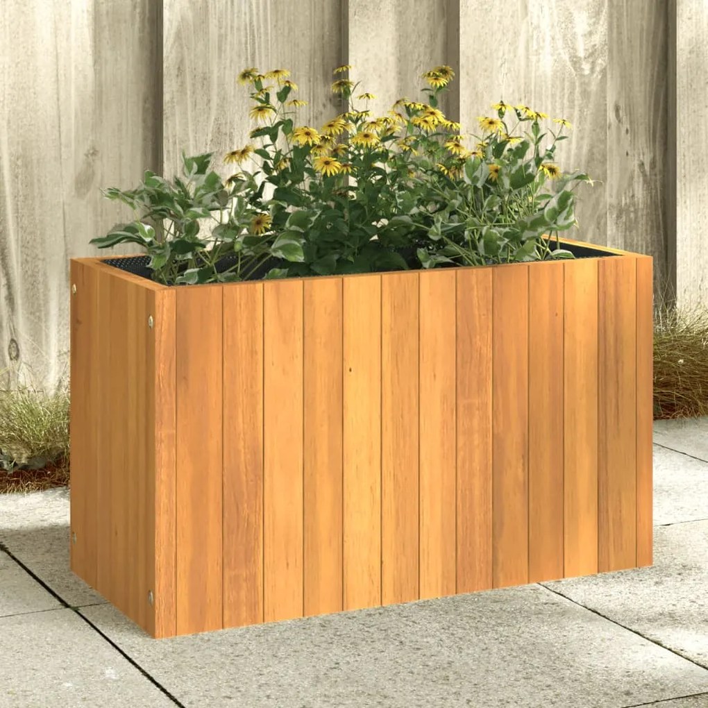 Fioriera Da Giardino 59x27,5x35 Cm İn Legno Massello Di Acacia /