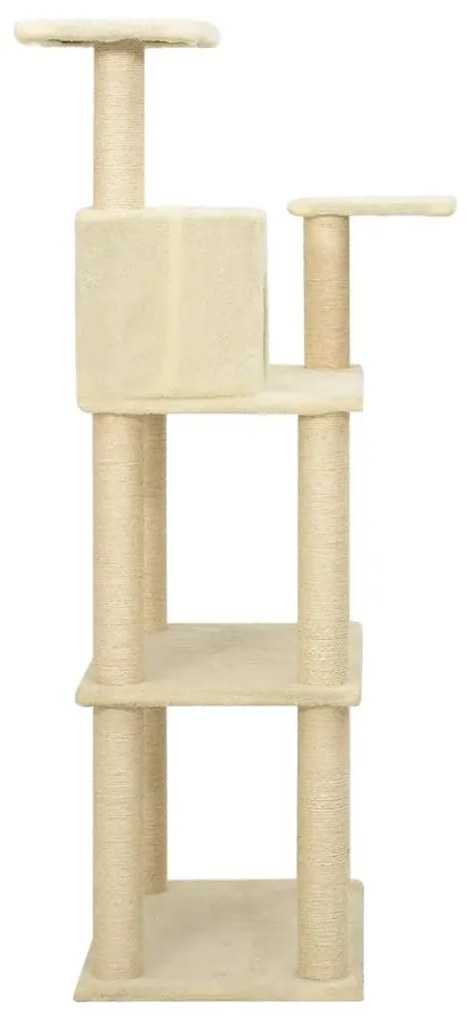 Albero per gatti con tiragraffi in sisal crema 119 cm