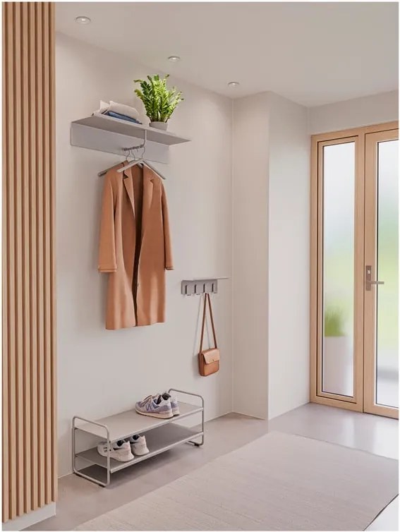 Attaccapanni da parete grigio chiaro in acciaio con scaffale 11,5 cm A-Hallway – Zone