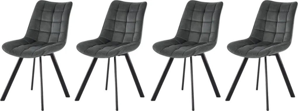 Set di 4 sedie K332 in velluto grigio