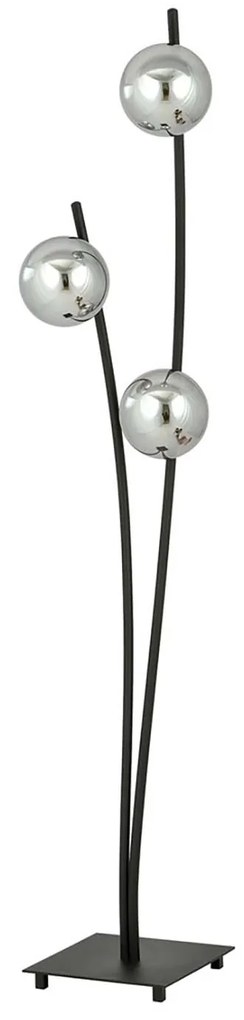 Piantana Contemporaneo Oceano Acciaio Nero Grigio 3 Luci E14 Ip20