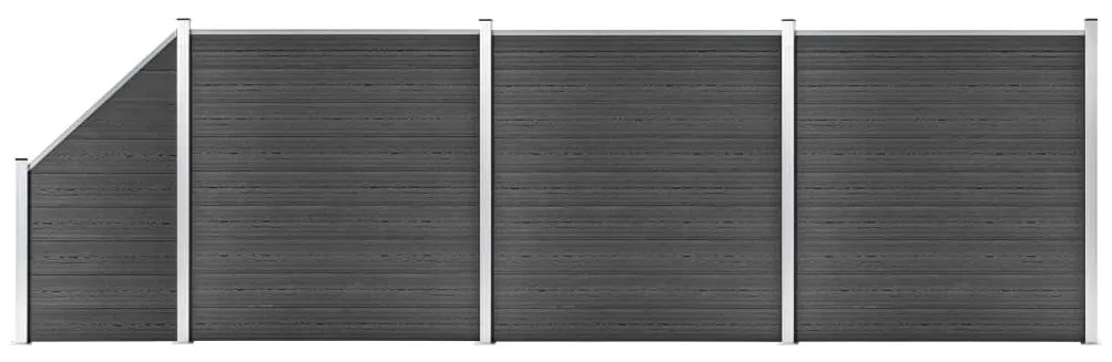 Set Pannelli Di Recinzione İn Wpc 619x(105-186) Cm Nero /