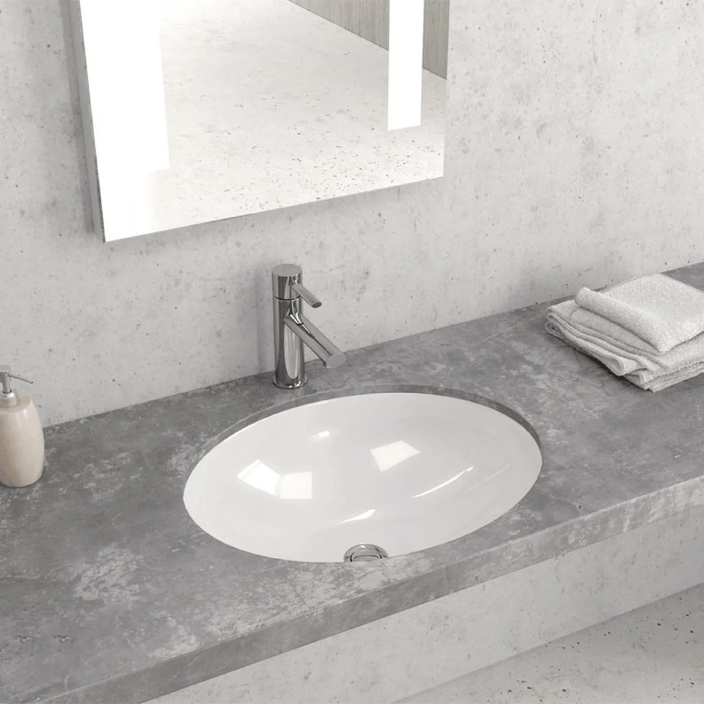 Lavabo Sottopiano 51x42,5 Cm Karag Bianco Lucido