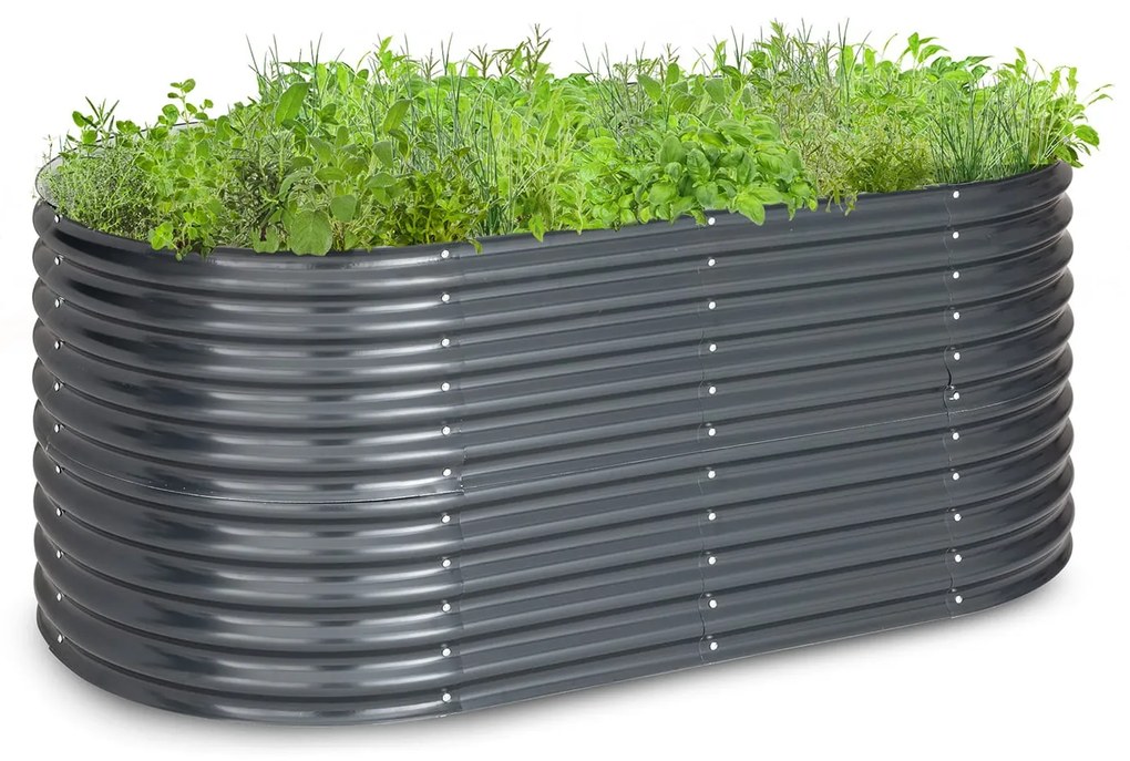 blumfeldt High Grow fioriera rialzata, 200 x 80 x 100 cm, in lamiera d'acciaio ondulata, facile da montare