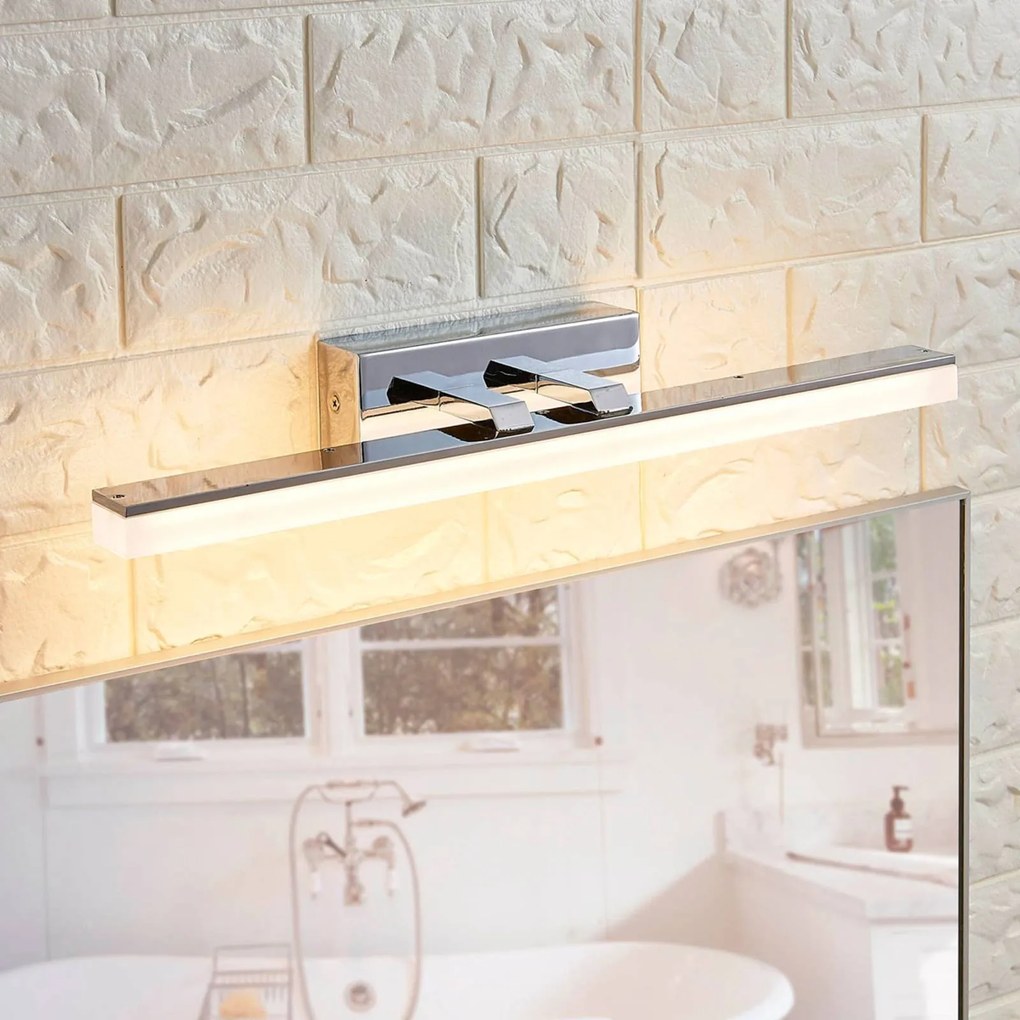 Lucande Applique LED per il bagno Julie, 46 cm, cromo, metallo, IP44