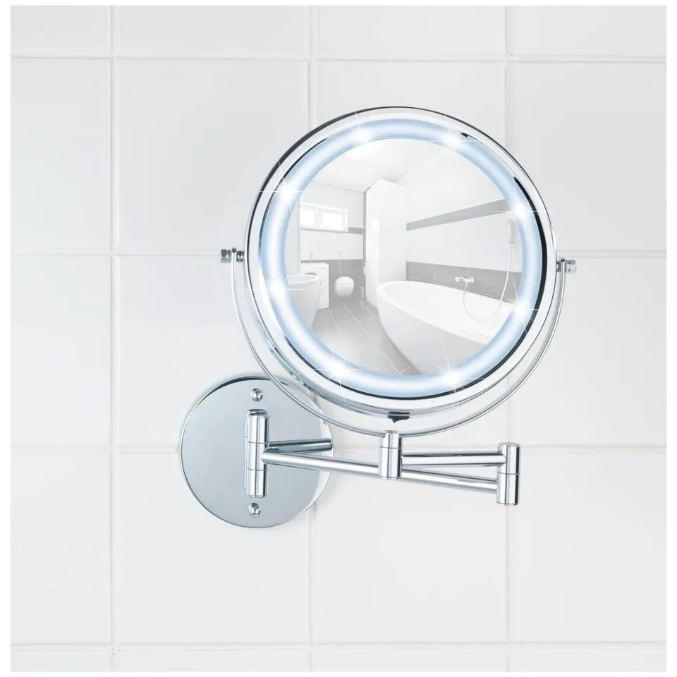 Specchio per make-up con illuminazione/con ingrandimento (5x) ø 17,5 cm Power-Loc Lumi – Wenko