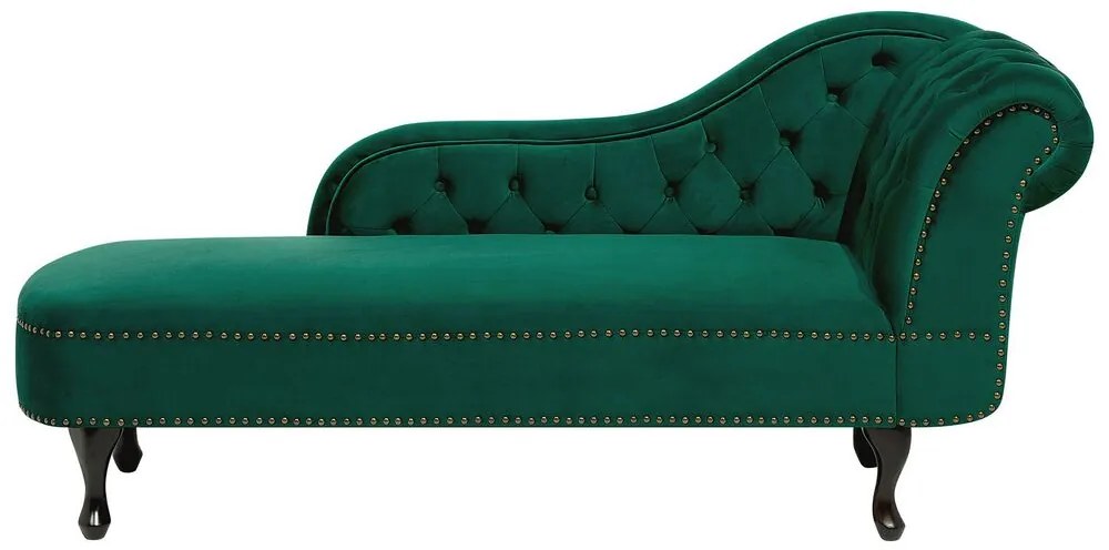 Chaise longue destra in velluto verde NIMES Beliani