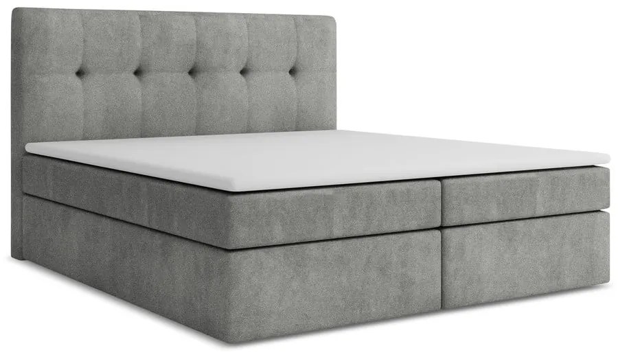 Letto boxspring grigio con contenitore 140x200 cm Palta – Makamii