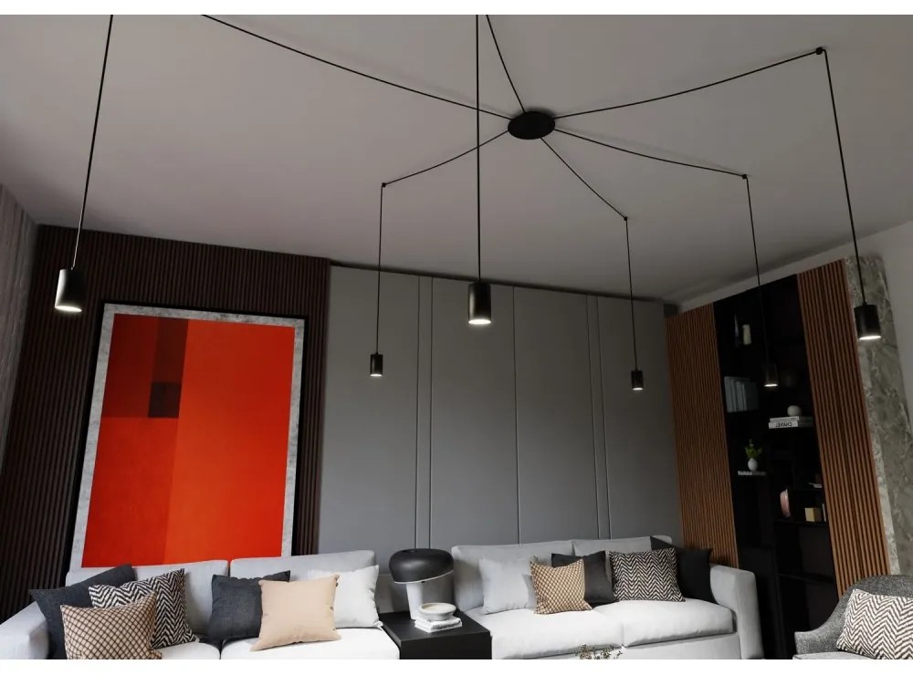 Lampadario a Sospensione in Acciaio TRAKER 6 BLACK e WHITE Colore del corpo Nero