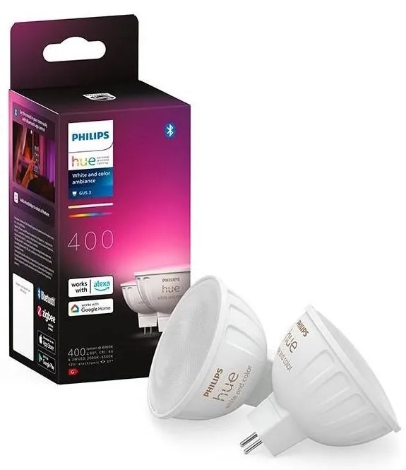 SET 2x Lampadina LED RGBW dimmerabile Philips Hue WACA GU5,3/MR16/6,3W/12V
