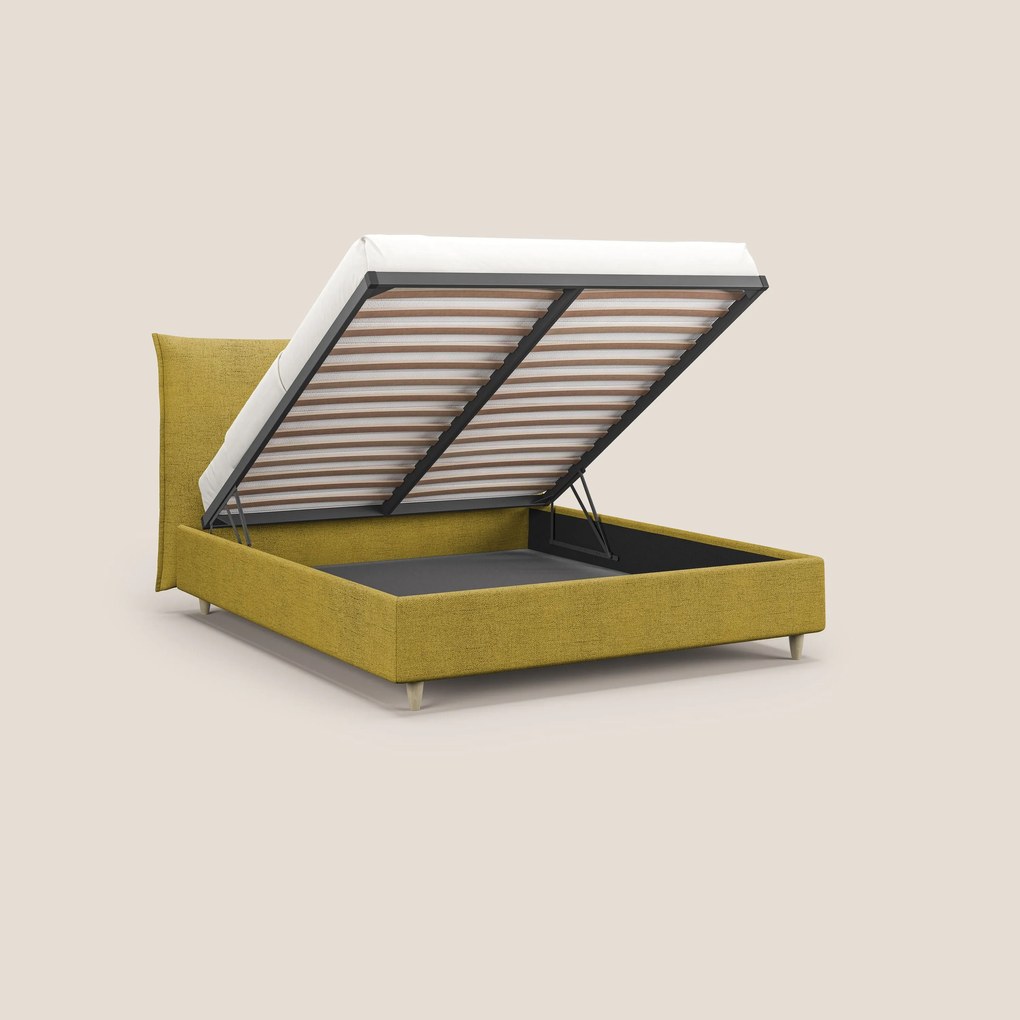 Audrey letto imbottito contenitore e sfoderabile in tessuto fiammato impermeabile T03 giallo