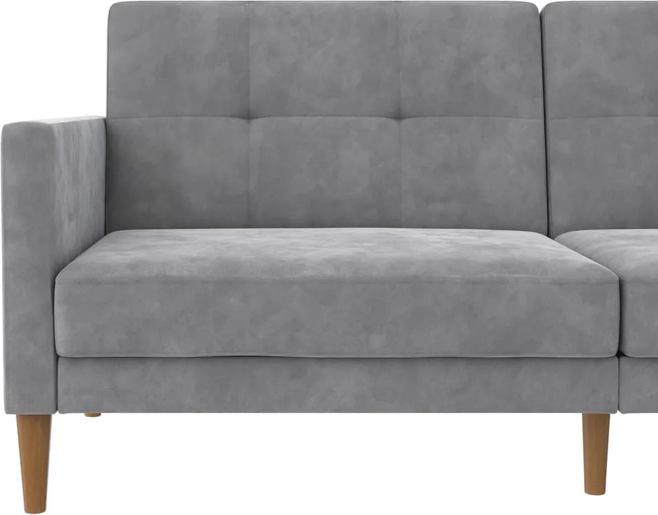 Divano in grigio chiaro allungabile con rivestimento in velluto 207 cm Lilly – Støraa