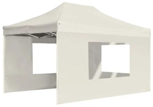 Gazebo Professionale Pieghevole Pareti Alluminio 4,5x3m Crema