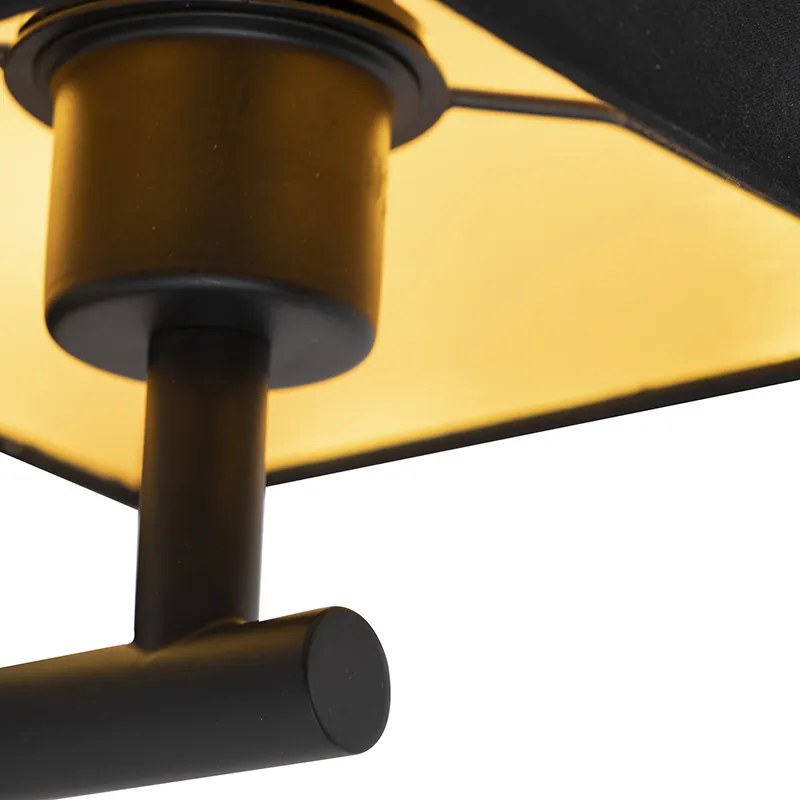Lampada da parete nera con USB e paralume quadrato nero - Combi 1