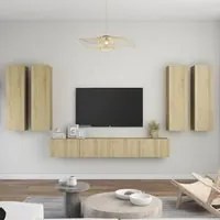 Set Porta TV 6 pz Rovere Sonoma in Truciolato 3078996