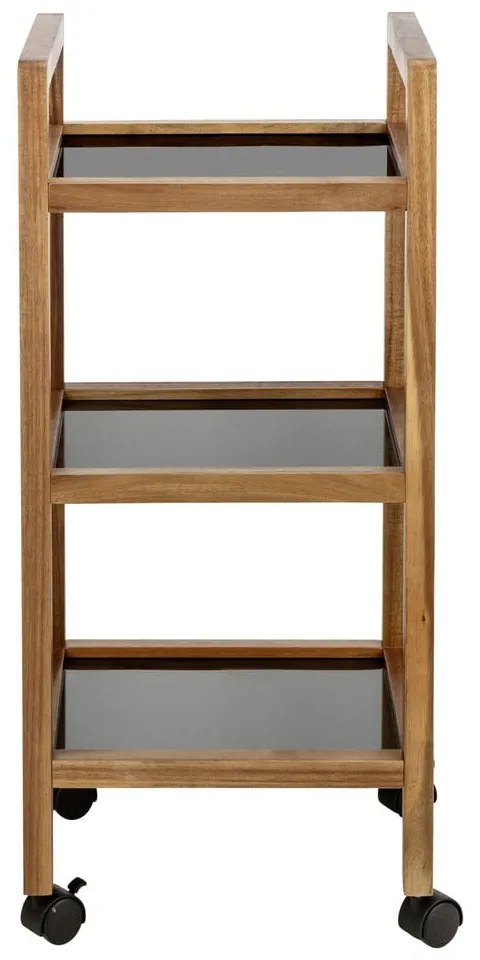 Scaffale per il bagno nero/di colore naturale in acacia massiccia 35x76,5 cm Fondi – Wenko