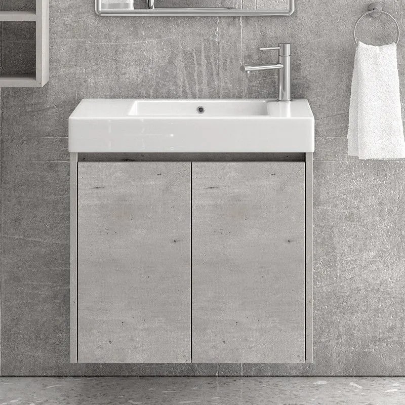 Kamalu - mobile bagno 70 cm sospeso lavabo incasso e due ante mn-70c