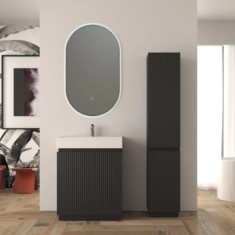 Mobile da bagno sottolavabo Cortina L70 X P45 X H 79cm, cannettato, nero opaco