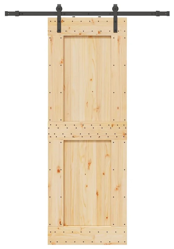 Porta Scorrevole Con Set Hardware 85x210 Cm Legno Massello Pino /