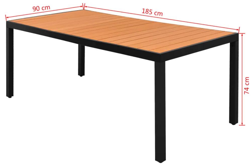 Tavolo da giardino marrone 185x90x74 cm cm in alluminio e wpc