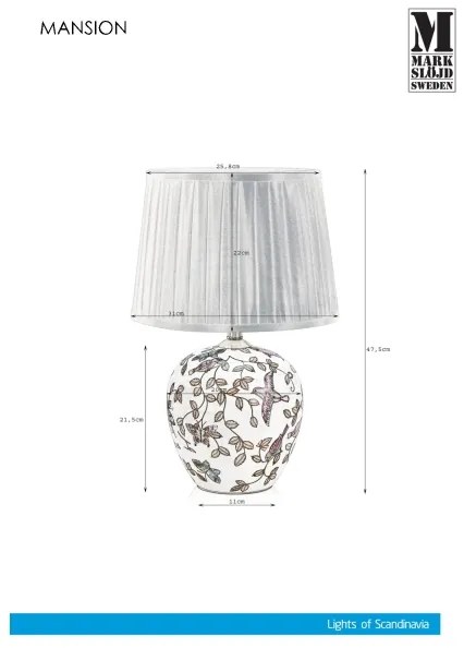 Markslöjd 107040 - Lampada da tavolo MANSION 1xE27/60W/230V