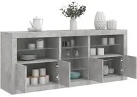 Credenza con Luci LED Grigio Cemento 162x37x67 cm 3209033