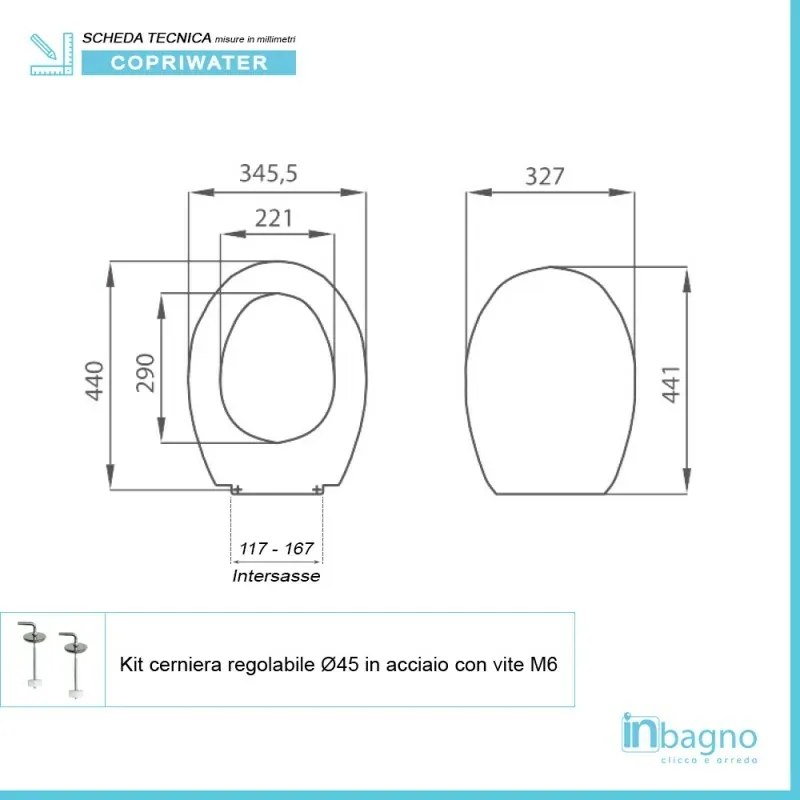 Copriwater compatibile serie Perla Dolomite bianco in termoindurente