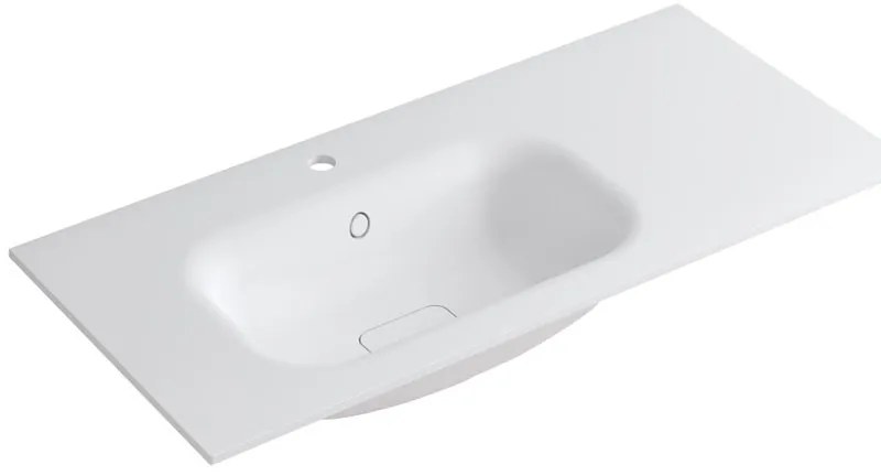 Lavabo a incasso rettangolare vasca a sinistra L 100.5 x H 15 x P 46 cm in resina bianco lucido