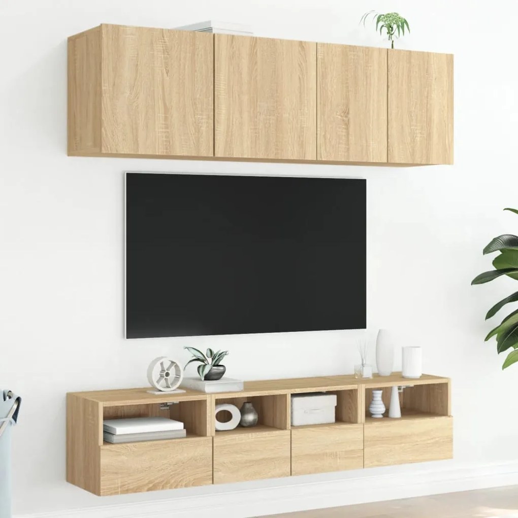 Mobili tv muro 2pz rovere sonoma 40x30x30 cm legno multistrato