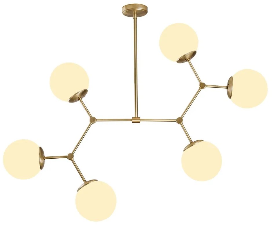 Sospensione per 6 bulbi in Damar bianco-oro - Opviq lights