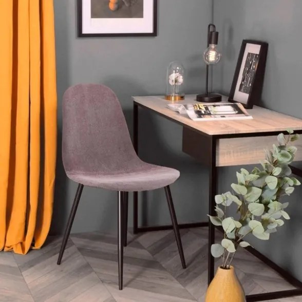 Sedia Da Pranzo Moderna In Tessuto Marrone Gambe Nere Irene