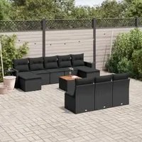 Set Divani da Giardino 11 pz con Cuscini in Polyrattan Nero 3257098