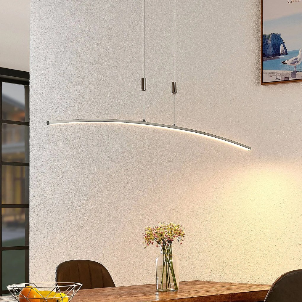 Lindby Phillie sospensione LED, altezza regolabile Lindby, dimmerabile, Alluminio / Grigio / Zincato, Soggiorno / Sala da pranzo, Metallo, Moderno