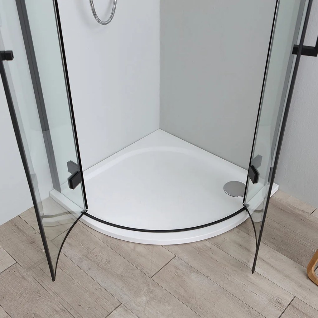 Box Doccia 90X90 Semicircolare Apertura Battente Nero | Lion
