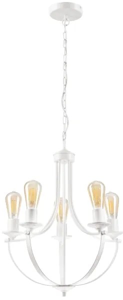Lampadario a sospensione con catena GINA 5xE27/60W/230V bianco