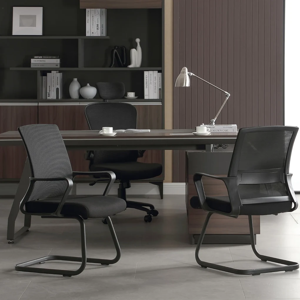 5 Sedie Da Ufficio ROSSO Da Conferenza Fissa Sala Da Attesa Riunione Convegni EB - Foto 4