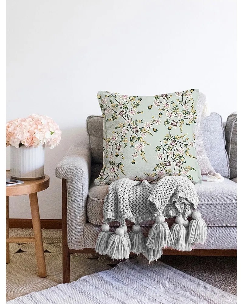 Federa verde in misto cotone Bloom, 55 x 55 cm - Minimalist Cushion Covers