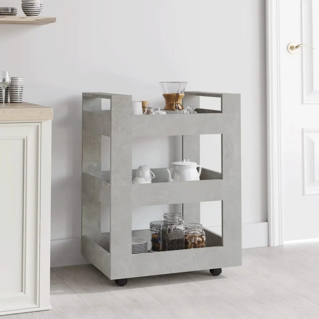 Carrello Da Cucina Grigio Cemento 60x45x80 Cm Legno Multistrato /