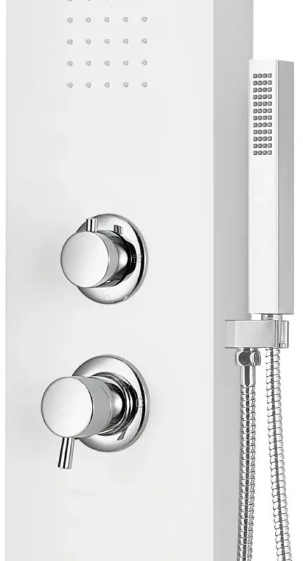 Colonna doccia idromassaggio in alluminio bianco opaco con 4 getti
